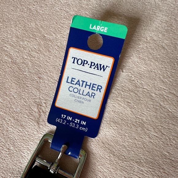 BLACK LEATHER BONE STUDDED DOG COLLAR · SIZE L · TOP PAW · NWT - Picture 5 of 6